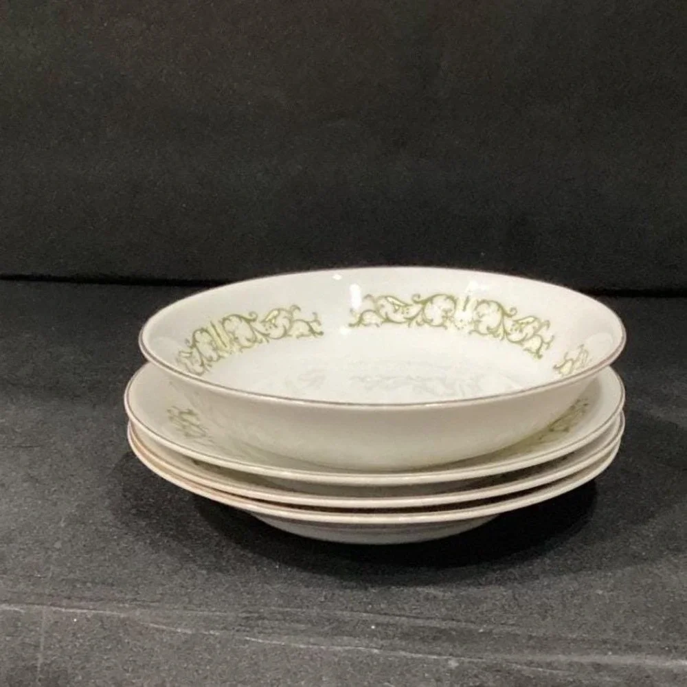 Bell Flower‎ Fine China, Set of 3 Saucers & 1 Cereal Bowl, Porcelain Tableware